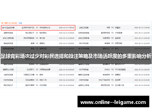足球竞彩场次过少对彩民选择和投注策略及市场活跃度的多重影响分析
