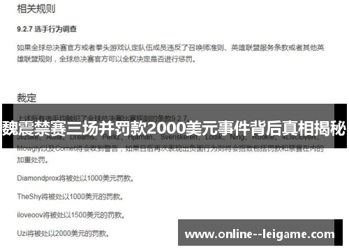 魏震禁赛三场并罚款2000美元事件背后真相揭秘